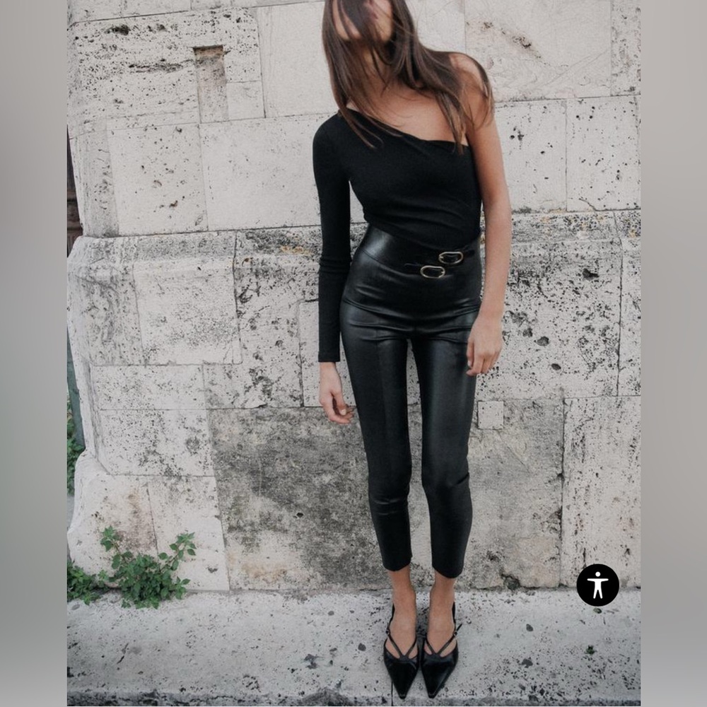 Zara faux leather leggings high rise